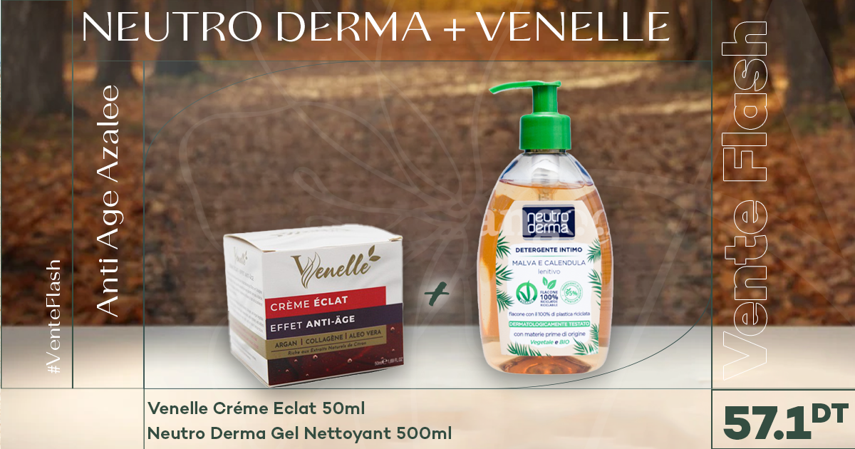 neutro derma gel nettoyant 500ml + venelle créme eclat 50ml