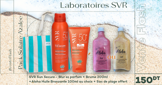 SVR PACK SUN SECURE Brume + SVR Sun secure blur sans parfum+ inoderma huile Bronzante