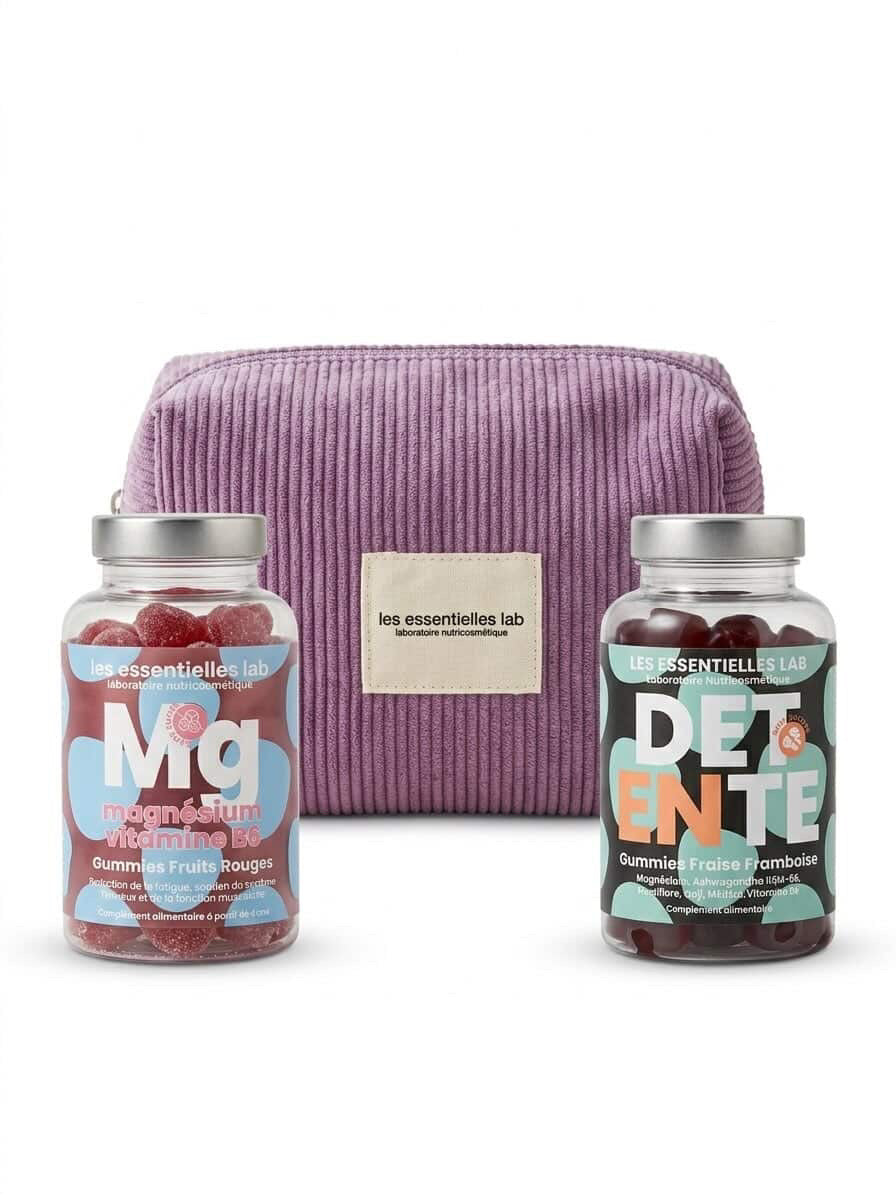 PACK Détente: LES ESSENTIELLES LAB MAGNESIUM BT60+ LES ESSENTIELLES LAB DÉTENTE BT60+ Trousse OFFERTE 🎁