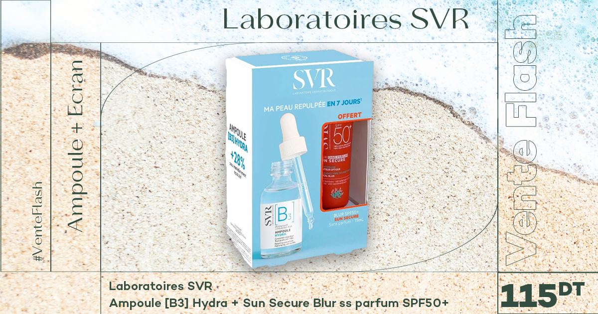 SVR COFFRET [B3] AMPOULE HYDRA 30ML+SUN SECURE BLUR SANS PARFUM SPF50+ 15ML (OFFERT)