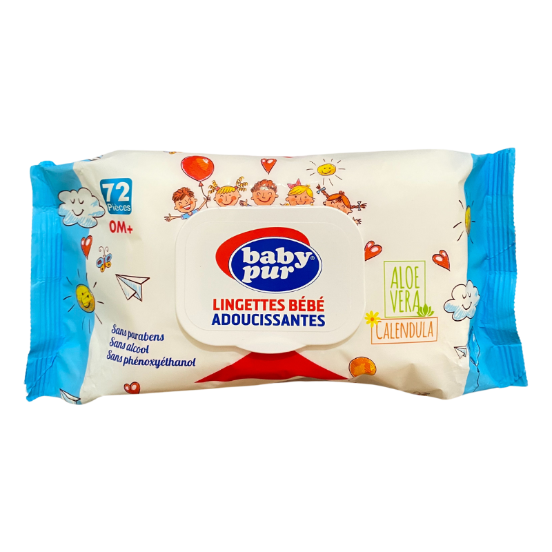 BABY PUR LINGETTES BEBE ADOUCISSANTES 0M+ 72 PIECES