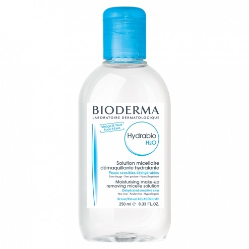 BIODERMA HYDRABIO H2O SOLUTION MICELLAIRE DEMAQUILLANTE HYDRATANTE PEAUX SENSIBLES 250ML