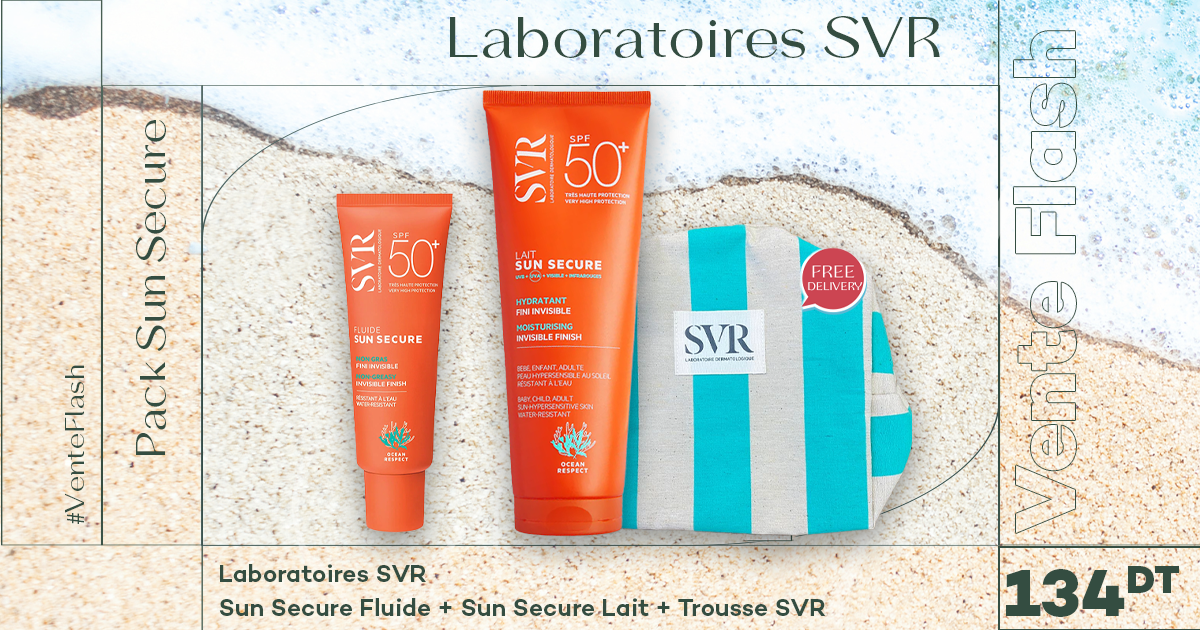 SVR SUN SECURE Fluid SPF50+ 50ML+LAIT HYDRATANT INVISIBLE SPF50+ 250ML+TROUSSE(OFFERT)