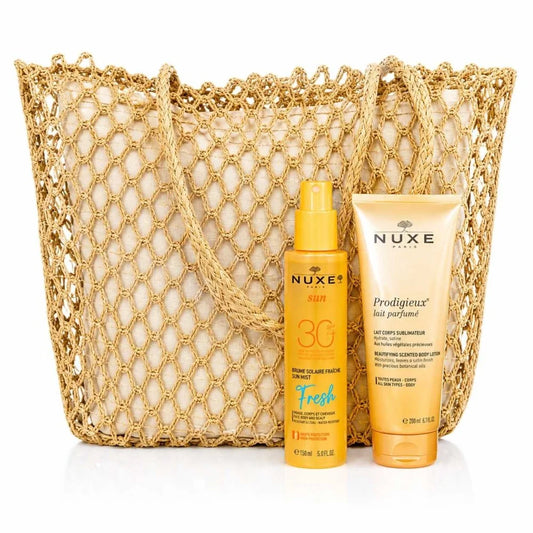 NUXE Brume Solaire Fraîche SPF30 + Lait de Corps Sublimateur 200ml ET Sac de Plage OFFERT