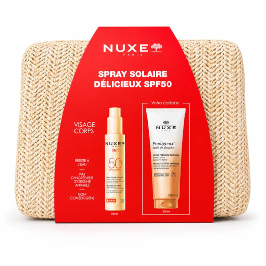 NUXE Solaire Spray SPF50 + Huile de Douche Prodigieuse ET Trousse OFFERTE
