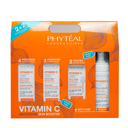 PHYTEAL COFFRET VITAMINE C SERUM VISAGE+ECRAN INVISIBLE+(MOUSSE ET CREME GRATUITES)