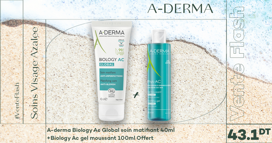 A-derma Biology Ac Global soin matifiant 40ml + a-derma biology ac gel moussant 100ml Offert