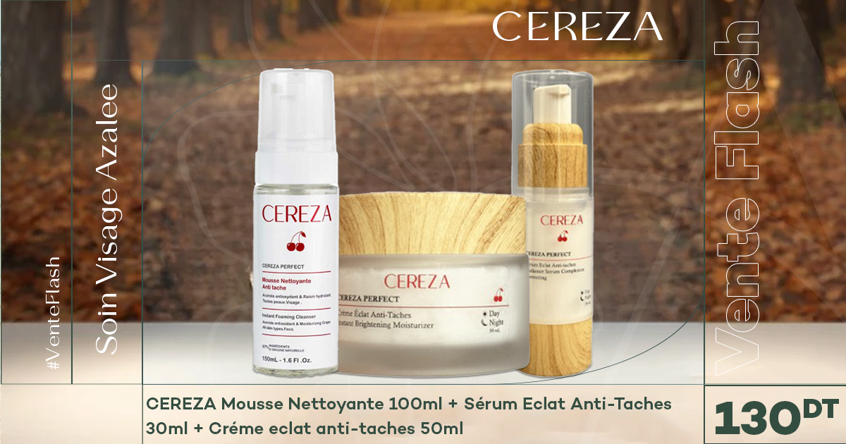 cereza mousse nettoyant 100ml+cereza sérum eclat anti-taches 30ml+ cereza créme eclat anti-taches 50ml
