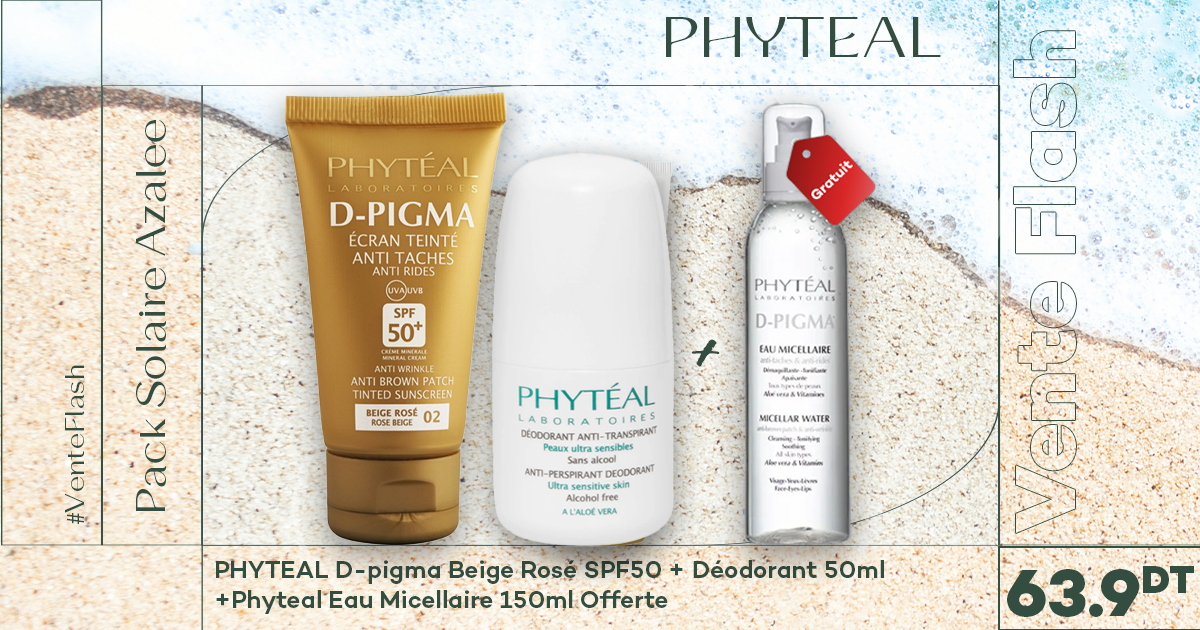 Phyteal D-Pigma Beige Rosé SPF100 + Déodorant Phyteal 50ml + Eau micellaire 150ml OFFERTE