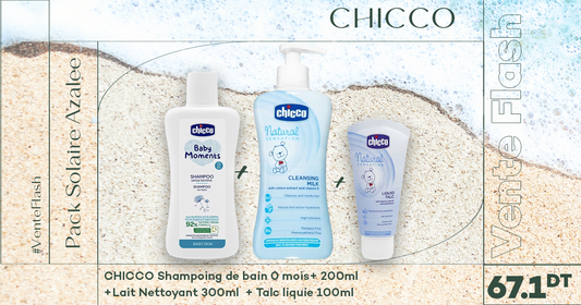 chicco baby moments shampoing de bain 0mois+ 200ml + chicco natural sensation lait nettoyant 300ml+chicco natural sensation talc liquide 100ml