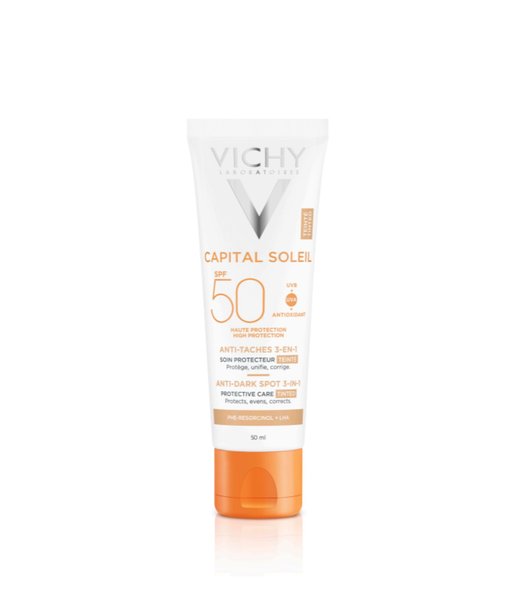 VICHY CAPITAL SOLEIL SOIN ANTI TACHES TEINTEE 3EN1 SPF50 50ML